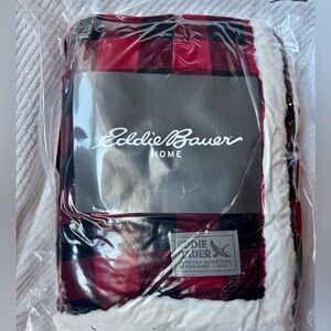 Eddie Bauer Red and Black Plaid Throw Blanket